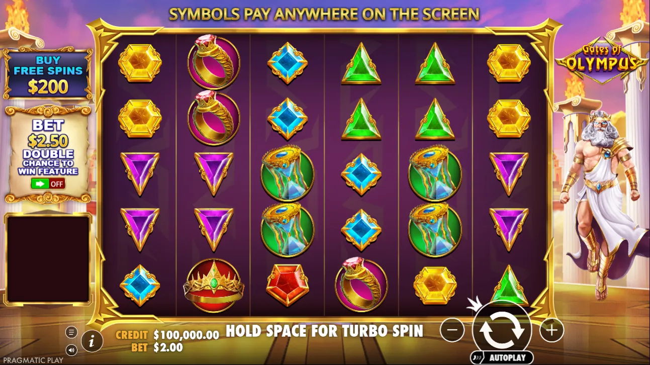 Jugabilidad en modo demo de Gates of Olympus
